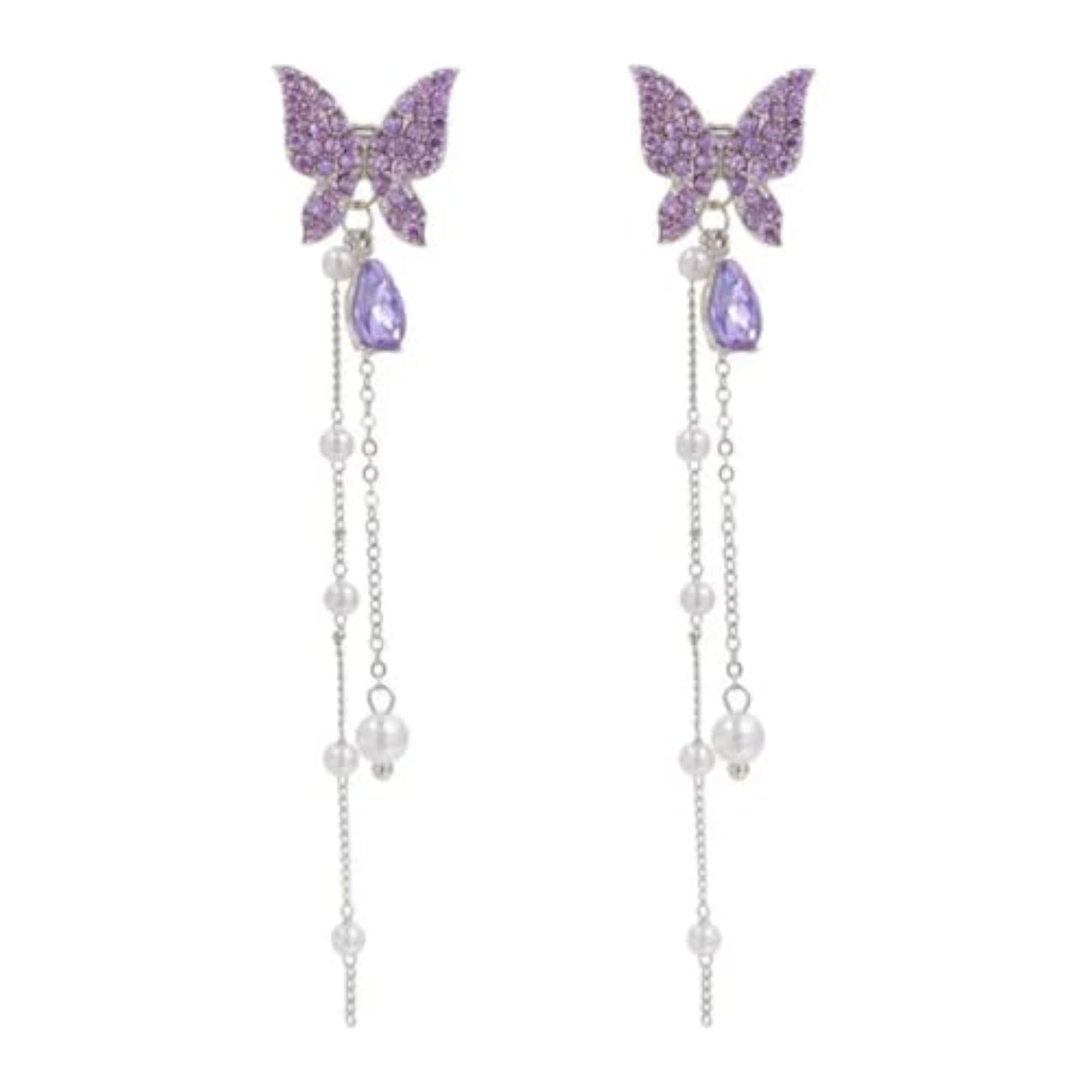 Stylish Social Butterfly Long Chain Earrings